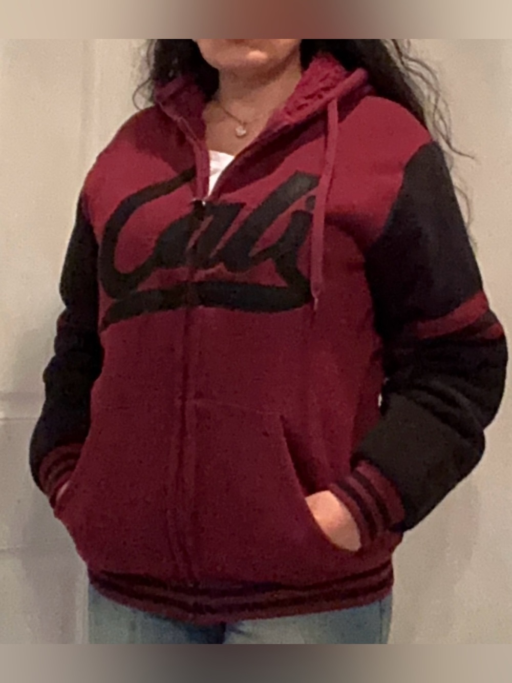 Burgundy fleece hoodie